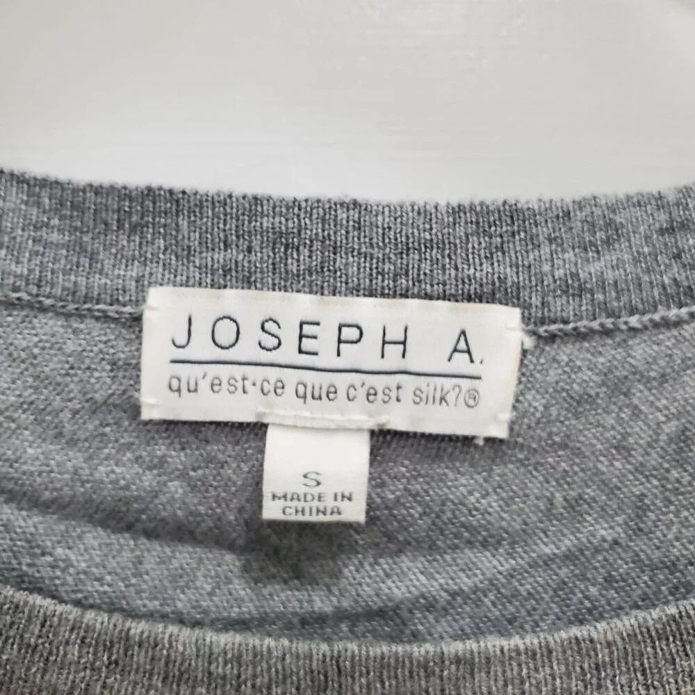 Joseph‎ A Women's Gray Cream Colorblock Soft Knit Asymmetrical LS Knit Top Sz S - Picture 6 of 9